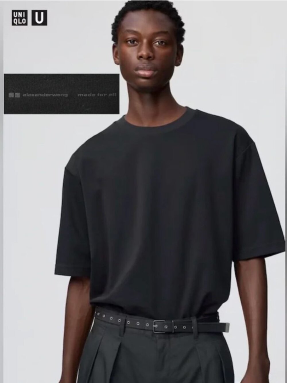 Uniqlo X Alexander Wang Black Oversized Tee T-Shirt Size Large